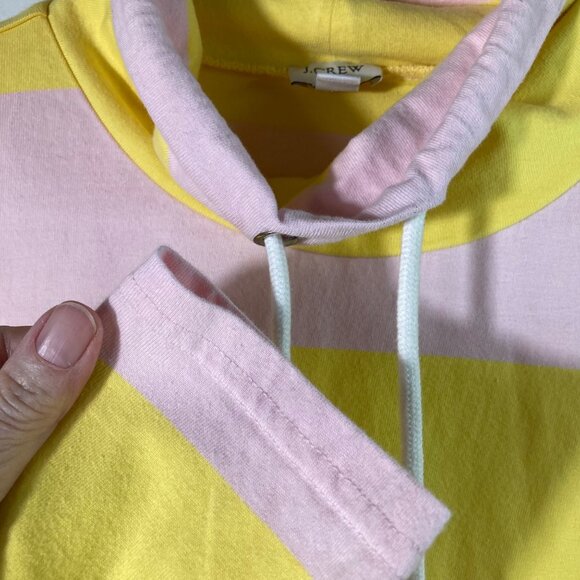Womens J Crew Cowel Neck Striped Pullover Sweatshirt M Cotton Pink Yellow - Picture 3 of 8